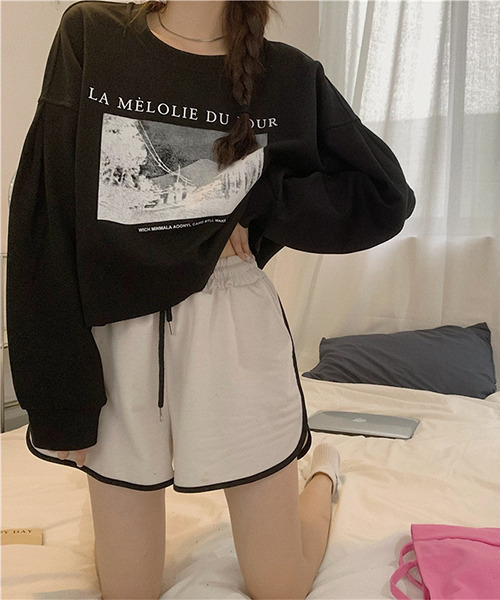 c.u.l(シーユーエル)の「クロップド丈プリントロンティー culw324(Tシャツ/カットソー・レディース・ベージュ/ブラック/アイボリー・FREE)」の18枚目の写真