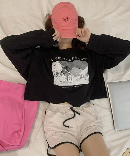 c.u.l(シーユーエル)の「クロップド丈プリントロンティー culw324(Tシャツ/カットソー・レディース・ベージュ/ブラック/アイボリー・FREE)」の20枚目の写真