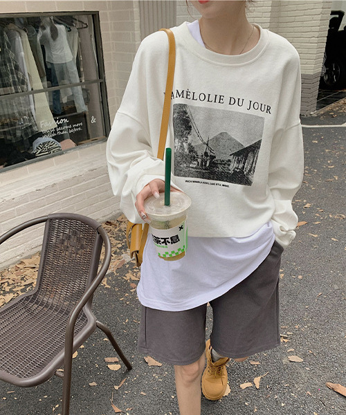 c.u.l(シーユーエル)の「クロップド丈プリントロンティー culw324(Tシャツ/カットソー・レディース・ベージュ/ブラック/アイボリー・FREE)」の22枚目の写真