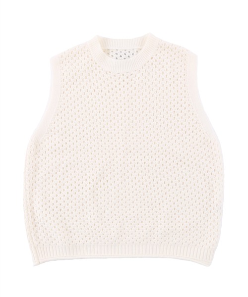 Figments（フィグメンツ）の「メッシュニットベスト（ベスト・レディース・オフホワイト/ブラック・FREE）」の16枚目の写真