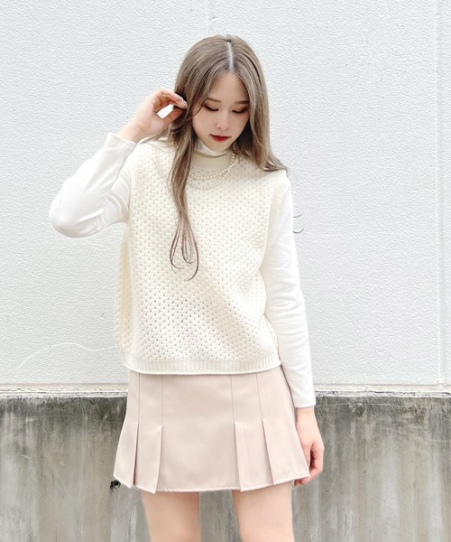 Figments（フィグメンツ）の「メッシュニットベスト（ベスト・レディース・オフホワイト/ブラック・FREE）」の9枚目の写真