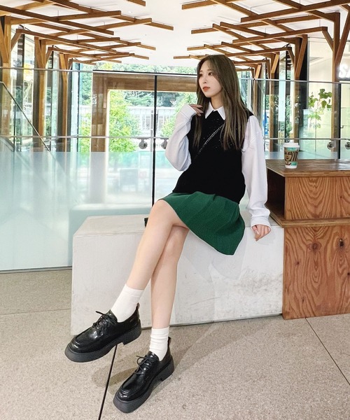 Figments（フィグメンツ）の「メッシュニットベスト（ベスト・レディース・オフホワイト/ブラック・FREE）」の12枚目の写真