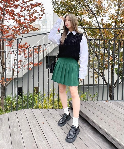 Figments（フィグメンツ）の「メッシュニットベスト（ベスト・レディース・オフホワイト/ブラック・FREE）」の13枚目の写真