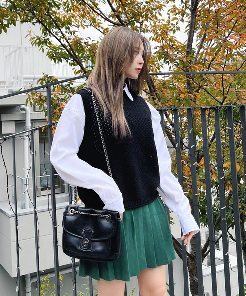 Figments（フィグメンツ）の「メッシュニットベスト（ベスト・レディース・オフホワイト/ブラック・FREE）」の19枚目の写真