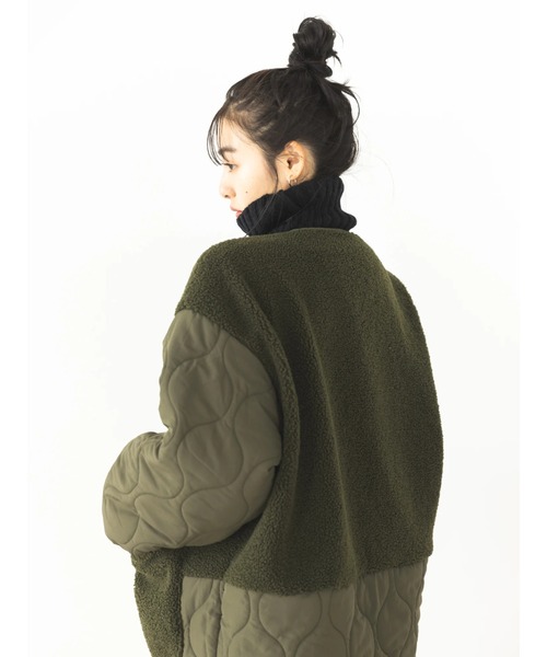 koe（コエ）の「ボア切り替えキルティングコート（ノーカラーコート・レディース・アイボリー/ブラック/カーキ・FREE）」の7枚目の写真