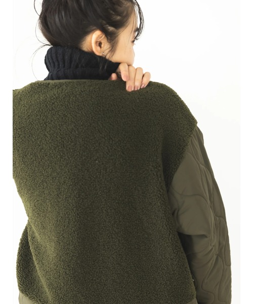 koe（コエ）の「ボア切り替えキルティングコート（ノーカラーコート・レディース・アイボリー/ブラック/カーキ・FREE）」の8枚目の写真