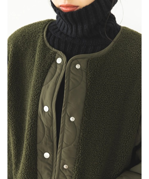 koe（コエ）の「ボア切り替えキルティングコート（ノーカラーコート・レディース・アイボリー/ブラック/カーキ・FREE）」の9枚目の写真