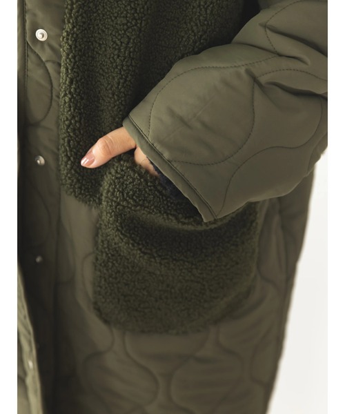 koe（コエ）の「ボア切り替えキルティングコート（ノーカラーコート・レディース・アイボリー/ブラック/カーキ・FREE）」の10枚目の写真