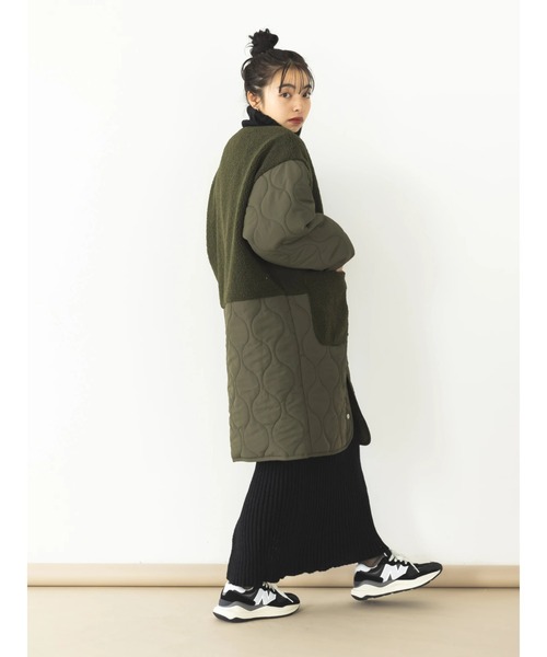 koe（コエ）の「ボア切り替えキルティングコート（ノーカラーコート・レディース・アイボリー/ブラック/カーキ・FREE）」の11枚目の写真