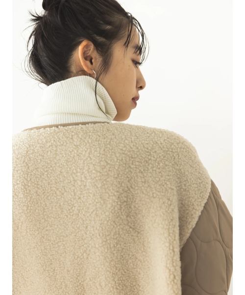 koe（コエ）の「ボア切り替えキルティングコート（ノーカラーコート・レディース・アイボリー/ブラック/カーキ・FREE）」の14枚目の写真