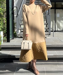 Chez toi | キルティング切替ペプラムワンピース(ワンピース)
