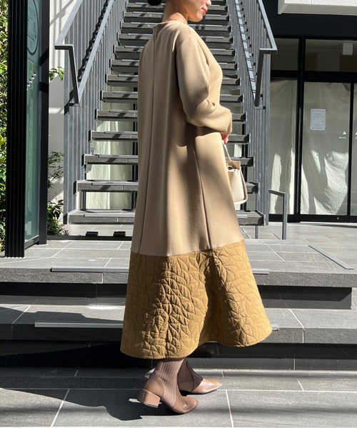 Chez toi(シェトワ)の「キルティング切替ペプラムワンピース(ワンピース・レディース・ベージュ/チャコールグレー・FREE)」の16枚目の写真