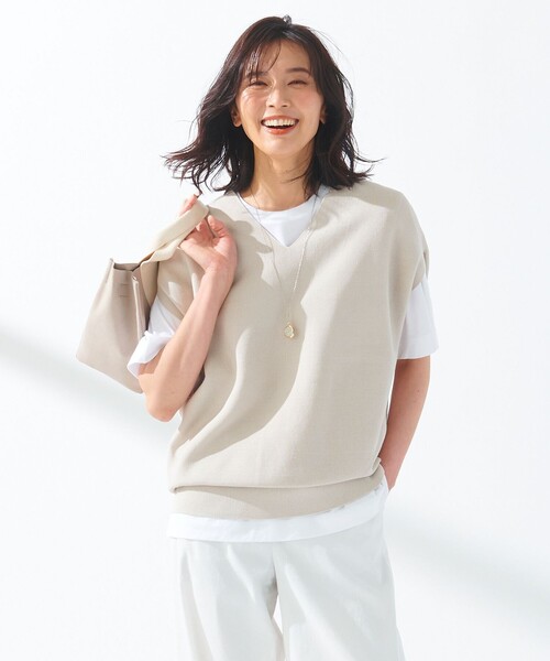 【美品】23区 Vネック ニット ホワイト 白 23区 【杏さん着用/洗える】ピュアカシミヤ Vネック ニット