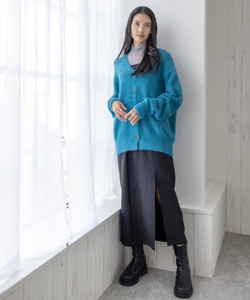 clear（クリア）の「フェザーロングカーディガン（ニット/セーター・レディース・パープル/ターコイズブルー/アイボリー/ブラック・F）」の17枚目の写真