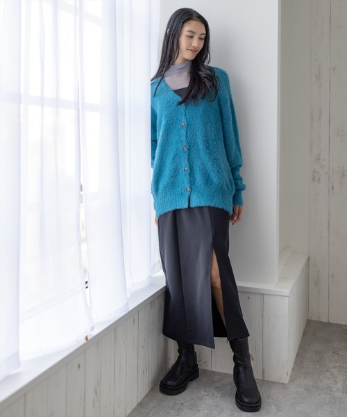 clear（クリア）の「フェザーロングカーディガン（ニット/セーター・レディース・パープル/ターコイズブルー/アイボリー/ブラック・F）」の18枚目の写真