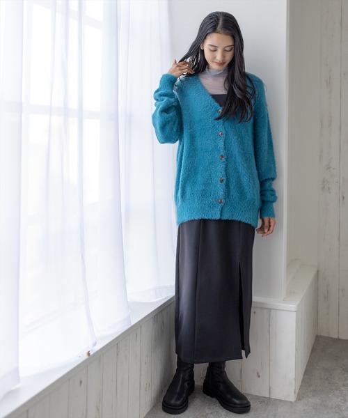 clear（クリア）の「フェザーロングカーディガン（ニット/セーター・レディース・パープル/ターコイズブルー/アイボリー/ブラック・F）」の19枚目の写真