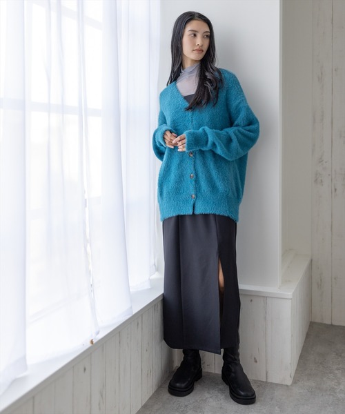 clear（クリア）の「フェザーロングカーディガン（ニット/セーター・レディース・パープル/ターコイズブルー/アイボリー/ブラック・F）」の20枚目の写真