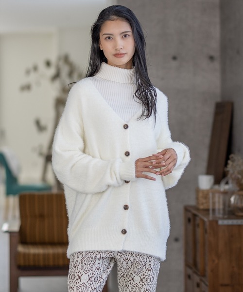 clear（クリア）の「フェザーロングカーディガン（ニット/セーター・レディース・パープル/ターコイズブルー/アイボリー/ブラック・F）」の13枚目の写真