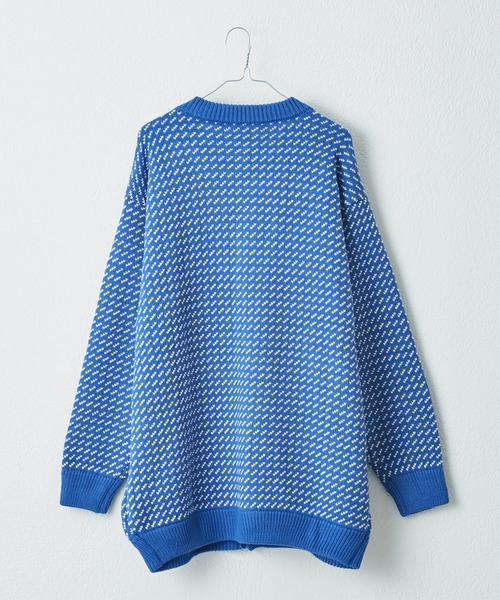 WHIMSIC(ウィムジック)の「【UNISEX】バーズアイクルーネックカーディガン(カーディガン/ボレロ・メンズ・パープル/ブルー・FREE)」の3枚目の写真