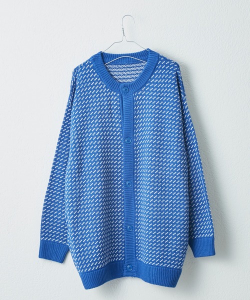 WHIMSIC(ウィムジック)の「【UNISEX】バーズアイクルーネックカーディガン(カーディガン/ボレロ・メンズ・パープル/ブルー・FREE)」の8枚目の写真