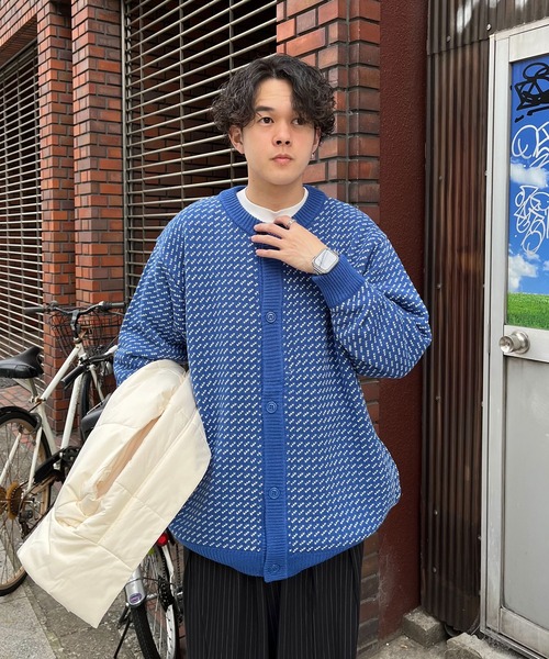 WHIMSIC(ウィムジック)の「【UNISEX】バーズアイクルーネックカーディガン(カーディガン/ボレロ・メンズ・パープル/ブルー・FREE)」の7枚目の写真