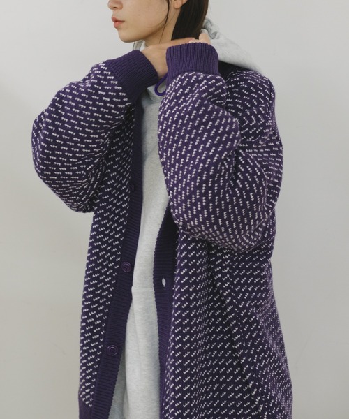 WHIMSIC(ウィムジック)の「【UNISEX】バーズアイクルーネックカーディガン(カーディガン/ボレロ・メンズ・パープル/ブルー・FREE)」の11枚目の写真
