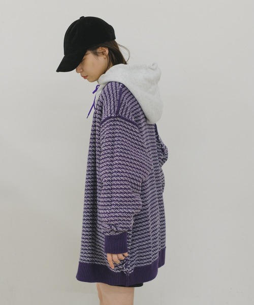 WHIMSIC(ウィムジック)の「【UNISEX】バーズアイクルーネックカーディガン(カーディガン/ボレロ・メンズ・パープル/ブルー・FREE)」の13枚目の写真