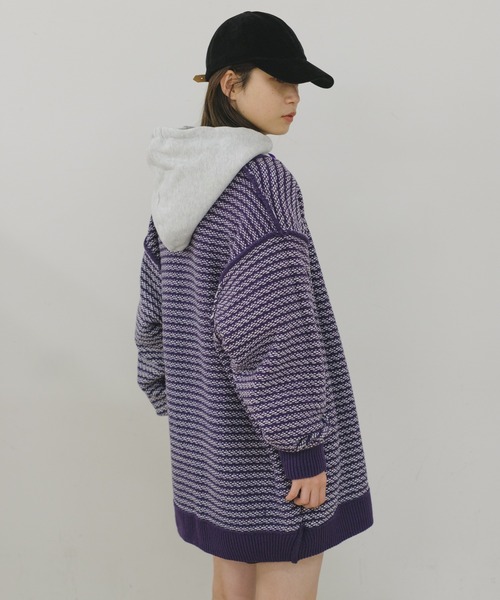 WHIMSIC(ウィムジック)の「【UNISEX】バーズアイクルーネックカーディガン(カーディガン/ボレロ・メンズ・パープル/ブルー・FREE)」の14枚目の写真
