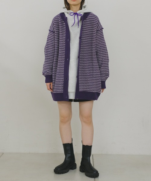 WHIMSIC(ウィムジック)の「【UNISEX】バーズアイクルーネックカーディガン(カーディガン/ボレロ・メンズ・パープル/ブルー・FREE)」の16枚目の写真