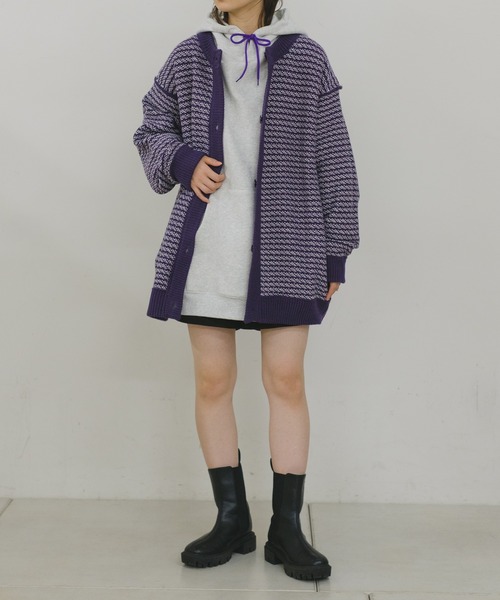 WHIMSIC(ウィムジック)の「【UNISEX】バーズアイクルーネックカーディガン(カーディガン/ボレロ・メンズ・パープル/ブルー・FREE)」の17枚目の写真