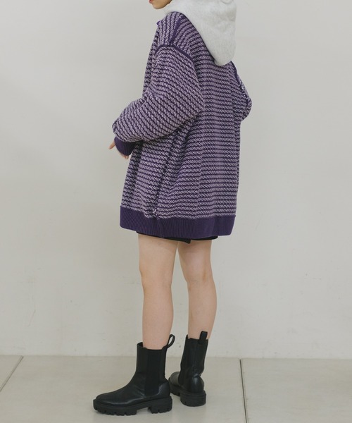 WHIMSIC(ウィムジック)の「【UNISEX】バーズアイクルーネックカーディガン(カーディガン/ボレロ・メンズ・パープル/ブルー・FREE)」の18枚目の写真