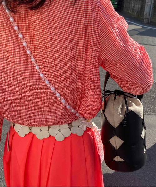 Casselini（キャセリーニ）の「Casselini(キャセリーニ)モチーフバケットバッグ（ハンドバッグ・レディース・アイボリー/ブラック/グリーン/シルバー・FREE）」の6枚目の写真