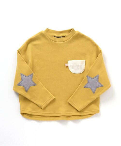 BREEZE（ブリーズ）の「スターパッチロンT（Tシャツ/カットソー・キッズ・イエロー/ブルー/アイボリー/オフホワイト/レインボー/レッド・120/130/140/80/100/110/90）」の4枚目の写真