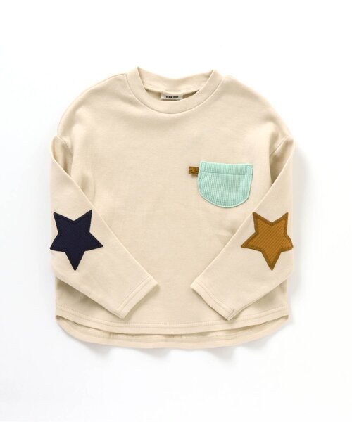 BREEZE（ブリーズ）の「スターパッチロンT（Tシャツ/カットソー・キッズ・イエロー/ブルー/アイボリー/オフホワイト/レインボー/レッド・120/130/140/80/100/110/90）」の3枚目の写真