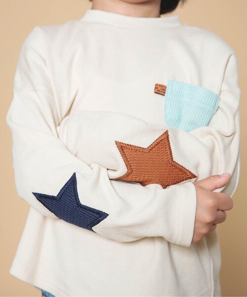 BREEZE（ブリーズ）の「スターパッチロンT（Tシャツ/カットソー・キッズ・イエロー/ブルー/アイボリー/オフホワイト/レインボー/レッド・120/130/140/80/100/110/90）」の15枚目の写真