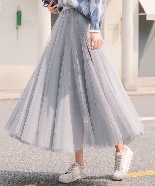gossip！ロサンゼルス（ゴシップロサンゼルス）の「ソフトチュールロングスカート（スカート・レディース・ホワイト/ブラック/ベージュ/グレー・FREE）」の13枚目の写真