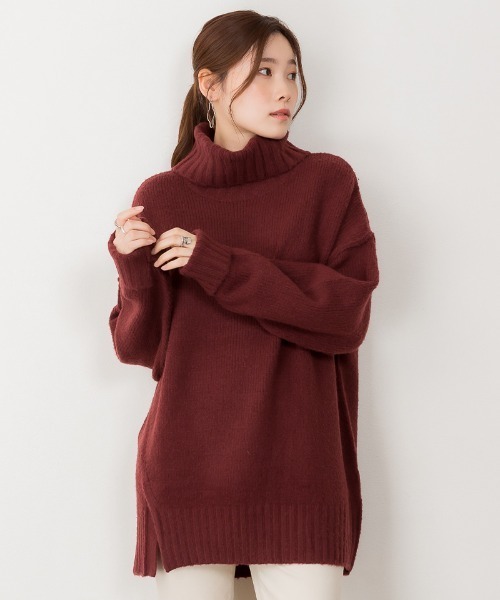 atONE(アットワン)の「atONE オフネックサイドスリットセーター(ニット/セーター・レディース・バーガンディー/グレー/ブラック・M-L/LL~3L)」の20枚目の写真