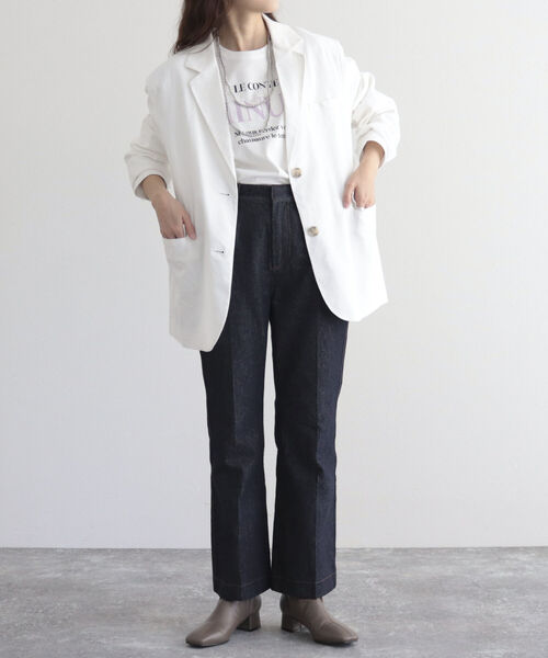 fredy emue（フレディエミュ）の「BIGジャケット（テーラードジャケット・レディース・オフホワイト/ブラウン・38）」の8枚目の写真