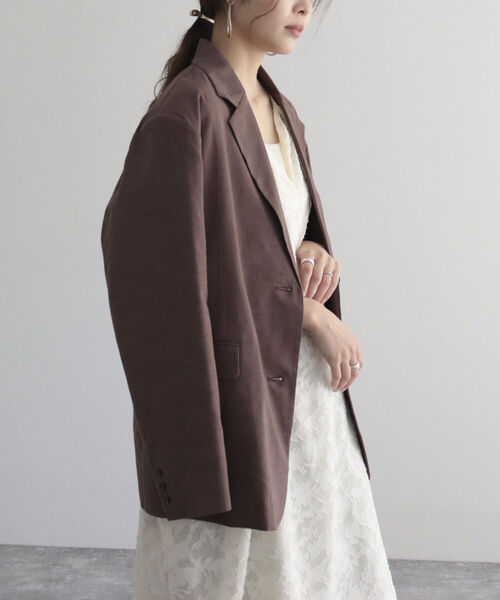 fredy emue（フレディエミュ）の「BIGジャケット（テーラードジャケット・レディース・オフホワイト/ブラウン・38）」の14枚目の写真