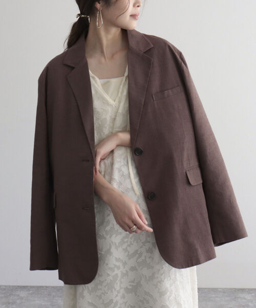 fredy emue（フレディエミュ）の「BIGジャケット（テーラードジャケット・レディース・オフホワイト/ブラウン・38）」の15枚目の写真