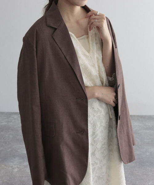 fredy emue（フレディエミュ）の「BIGジャケット（テーラードジャケット・レディース・オフホワイト/ブラウン・38）」の16枚目の写真