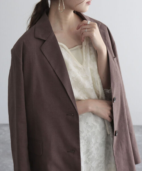 fredy emue（フレディエミュ）の「BIGジャケット（テーラードジャケット・レディース・オフホワイト/ブラウン・38）」の17枚目の写真