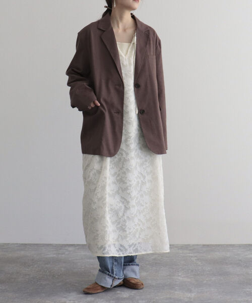 fredy emue（フレディエミュ）の「BIGジャケット（テーラードジャケット・レディース・オフホワイト/ブラウン・38）」の19枚目の写真