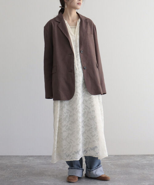 fredy emue（フレディエミュ）の「BIGジャケット（テーラードジャケット・レディース・オフホワイト/ブラウン・38）」の20枚目の写真