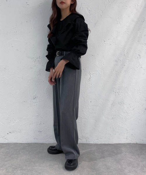apres jour mignon（アプレジュールミニョン）の「レース付きブラウス【ZOZOTOWN限定アイテム】（シャツ/ブラウス・レディース・オフホワイト/ブラック・X-LARGE/フリー）」の8枚目の写真