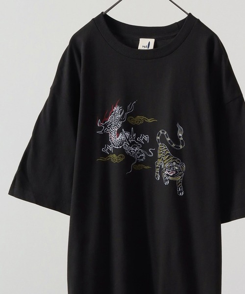 波達(NAMITATSU)(ナミタツ)の「波達(NAMITATSU) 5.6oz ヘビーウェイト プリント Tシャツ 半袖(Tシャツ/カットソー・メンズ・ホワイト/ブラック系その他2/ホワイト系その他2/ブラック系その他/ブラック/ホワイト系その他・L/M/XL)」の6枚目の写真