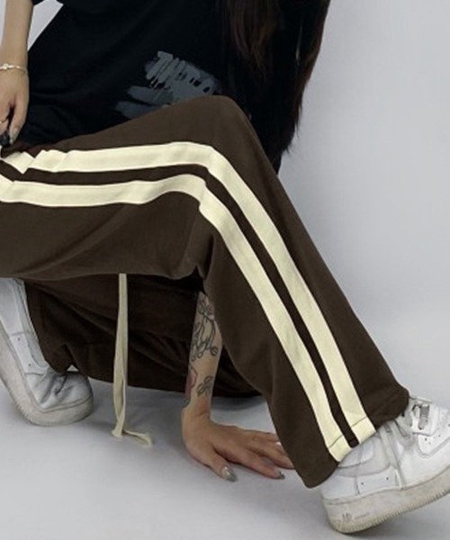 c.u.l（シーユーエル）の「ユニセックス 2ライン トラックパンツ culw408（その他パンツ・レディース・ブラウン/ブラック/ダークカーキ・L/XL/M）」の13枚目の写真