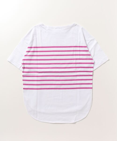 TIGORA（ティゴラ）の「ティゴラ TIGORA ヘビーウェイトコットン半袖ボーダーTシャツ（Tシャツ/カットソー・レディース・ホワイト×ピンク/ホワイト×ネイビー/ホワイト×ホワイト/ホワイト・XL/L/M/S）」の5枚目の写真