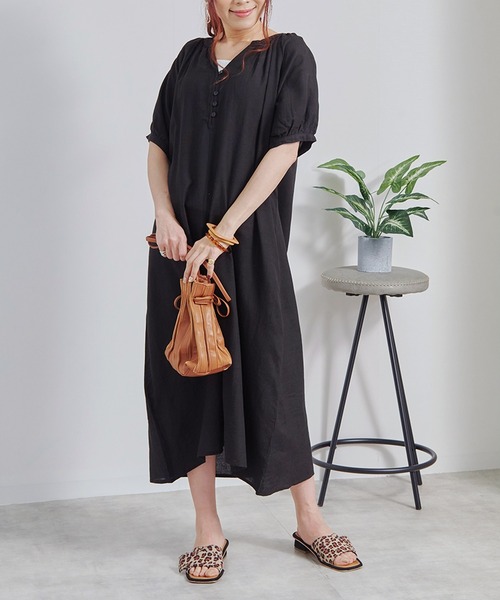 Fizz(フィズ)の「【Fizz/フィズ】 綿麻ミックス ボリューム袖ワンピース(ワンピース・レディース・グレイッシュベージュ/チャコール/ライトカーキ/ベージュ・M)」の15枚目の写真