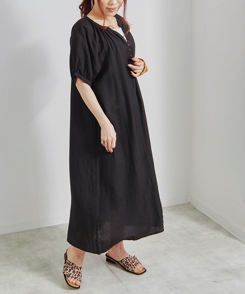Fizz(フィズ)の「【Fizz/フィズ】 綿麻ミックス ボリューム袖ワンピース(ワンピース・レディース・グレイッシュベージュ/チャコール/ライトカーキ/ベージュ・M)」の19枚目の写真